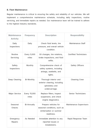 Free Car Rental Operations Plan Template to Edit Online