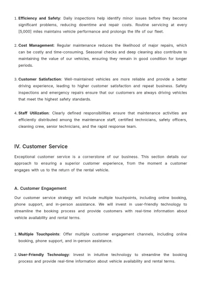 Free Car Rental Operations Plan Template to Edit Online
