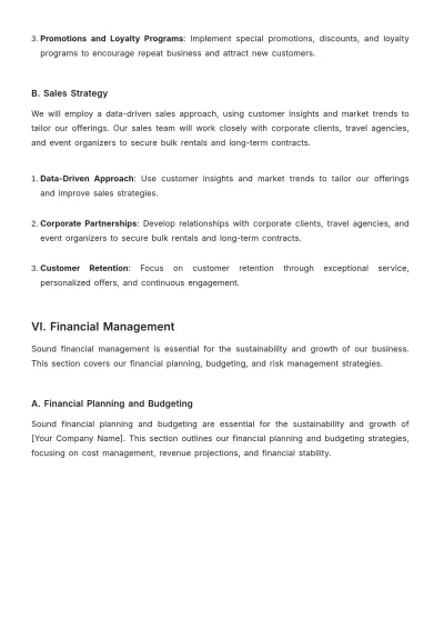 Free Car Rental Operations Plan Template to Edit Online