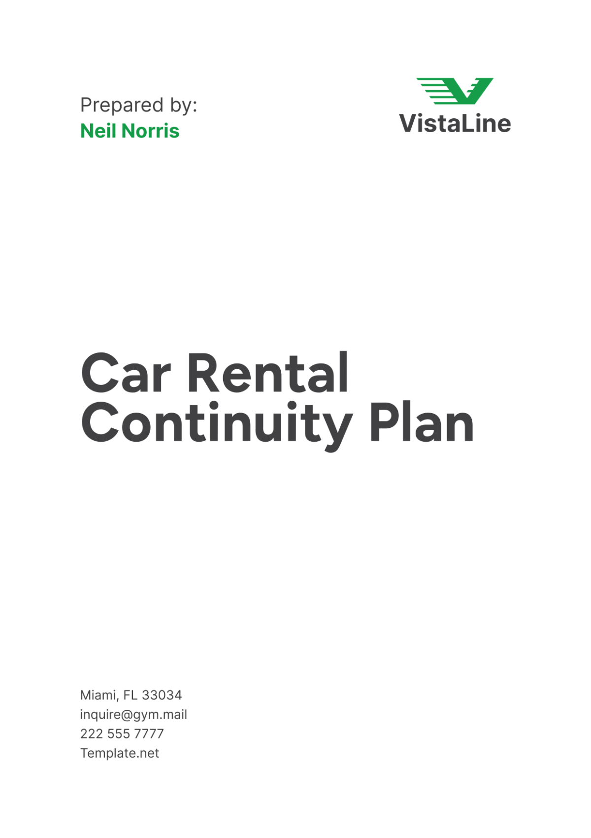 Car Rental Continuity Plan Template - Edit Online & Download