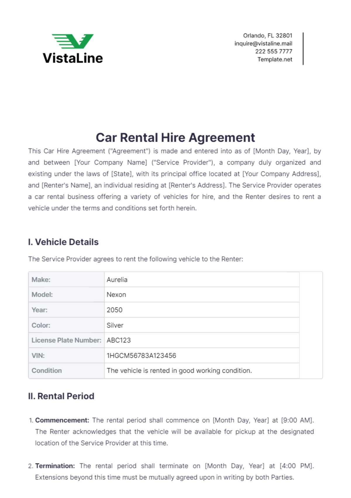 Car Rental Hire Agreement Template - Edit Online & Download