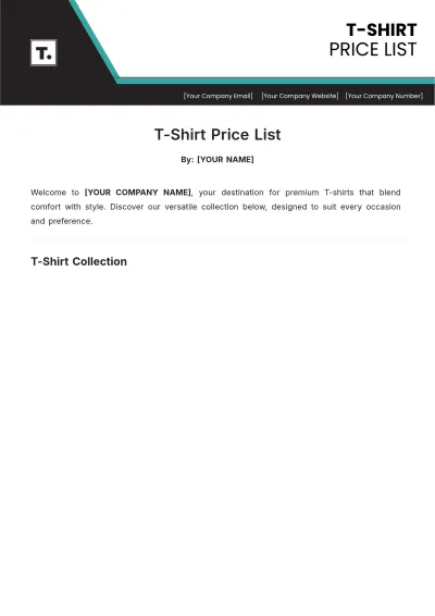 Free T-Shirt Price List Template to Edit Online