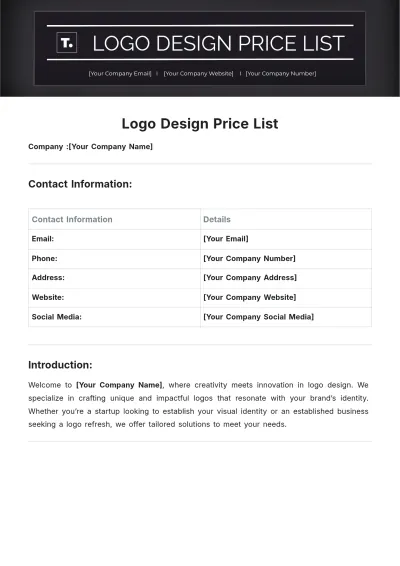 Free Logo Design Price List Template to Edit Online