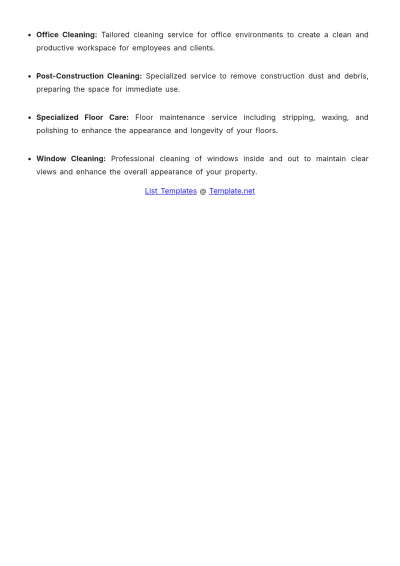 Free Cleaning Services Price List Template to Edit Online