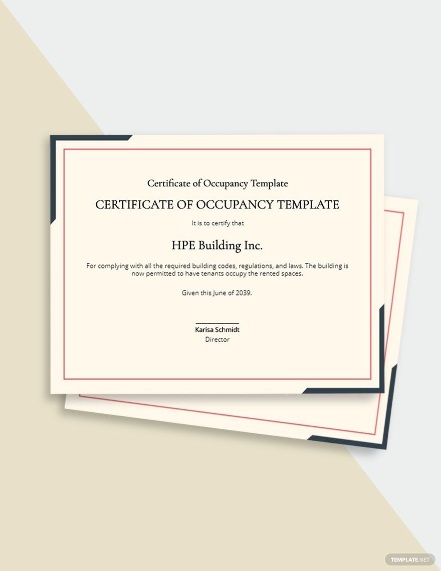 Certificate of Occupancy Template