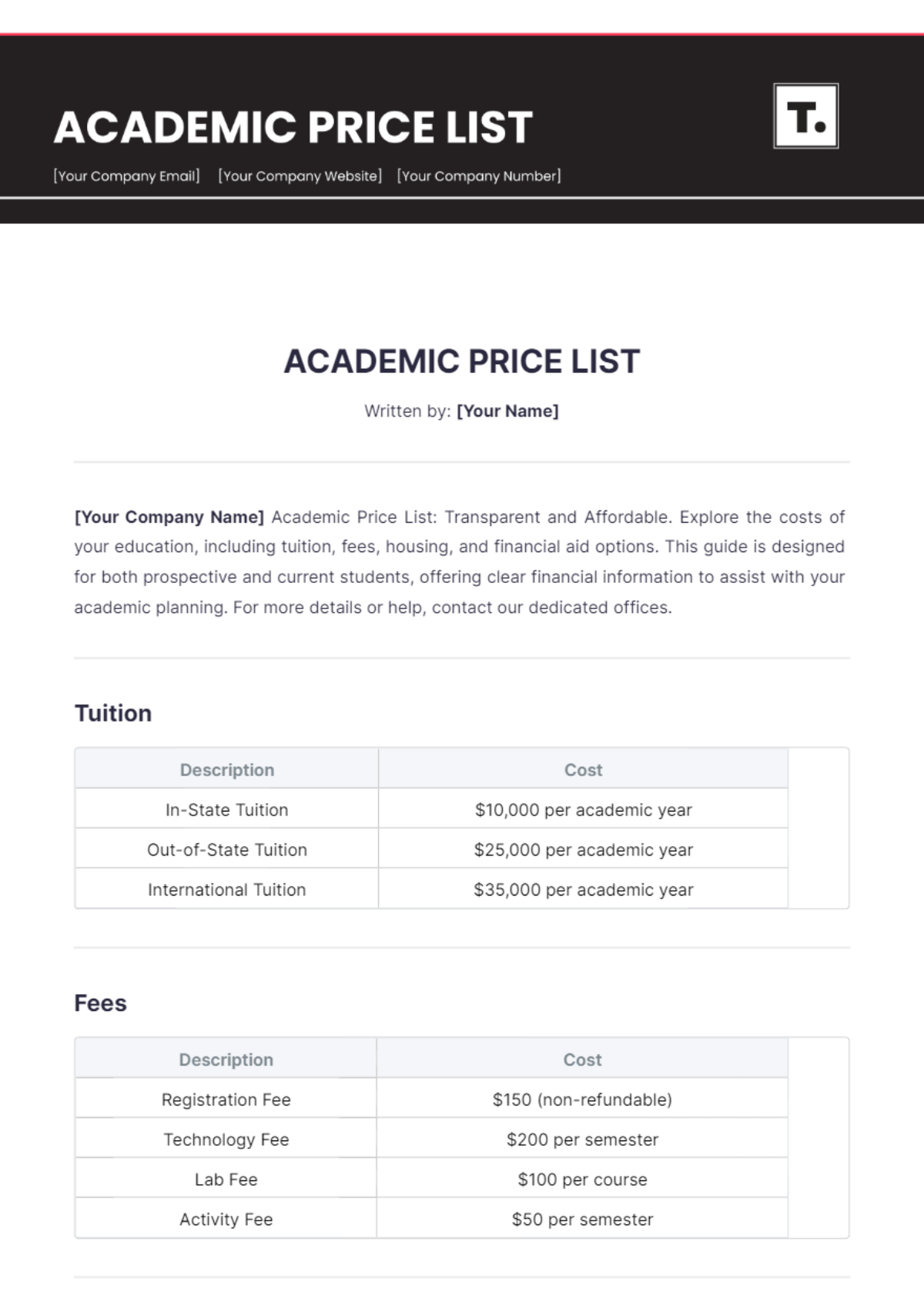 Free Bakery Price List Template To Edit Online Free Bakery Price List Template To Edit Online