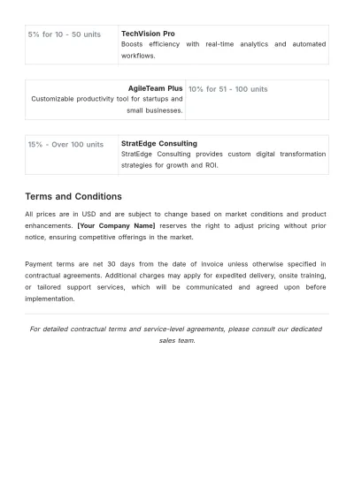 Free Sales Price List Template to Edit Online