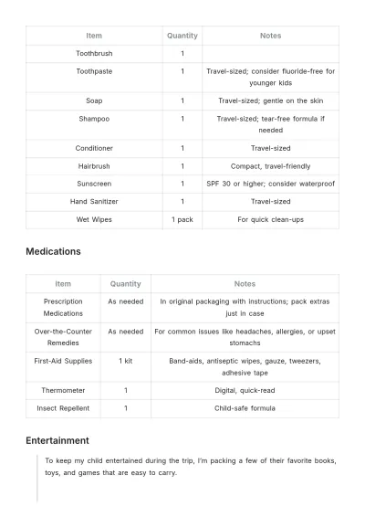 Free Packing List For Kids Template to Edit Online