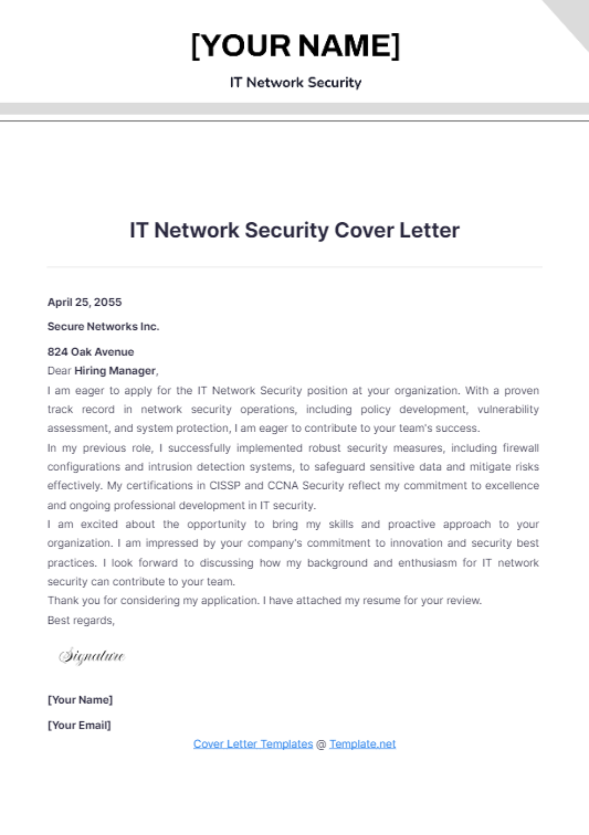 IT Network Security Cover Letter - Edit Online & Download