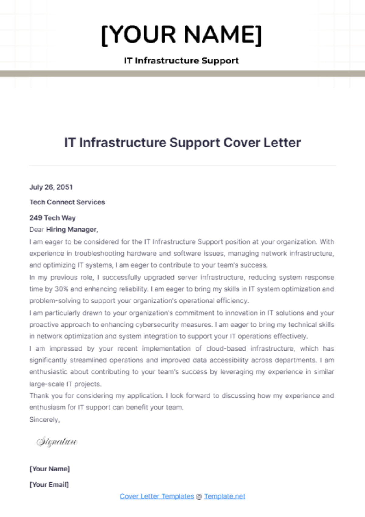 IT Infrastructure Support Cover Letter - Edit Online & Download