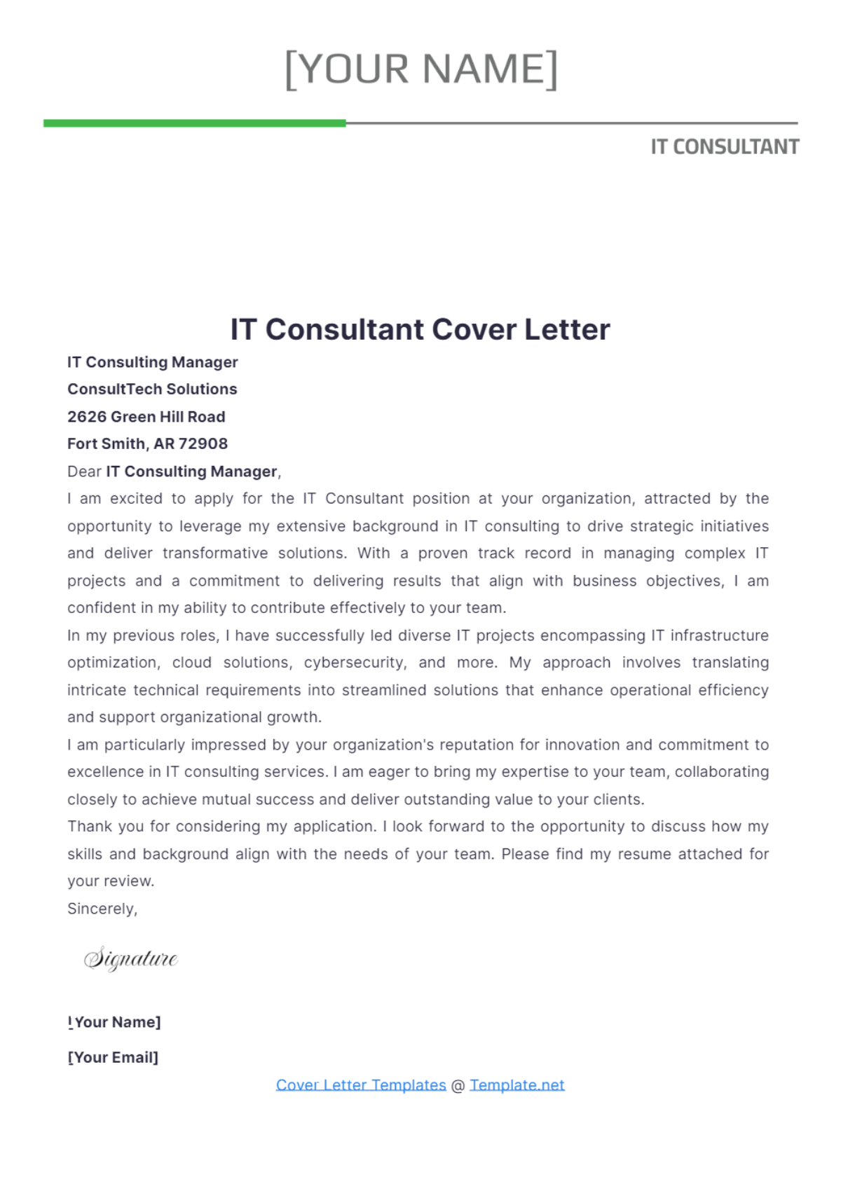 IT Consultant Cover Letter - Edit Online & Download