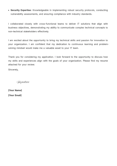 Free IT Engineer Cover Letter to Edit Online