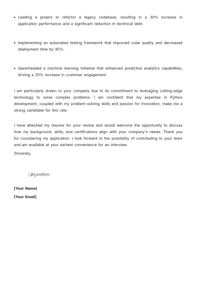 Free Python Software Engineer Cover Letter to Edit Online