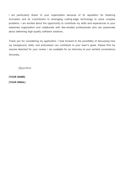 Free Javascript Software Engineer Cover Letter to Edit Online