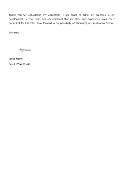 Free API Software Engineer Cover Letter to Edit Online