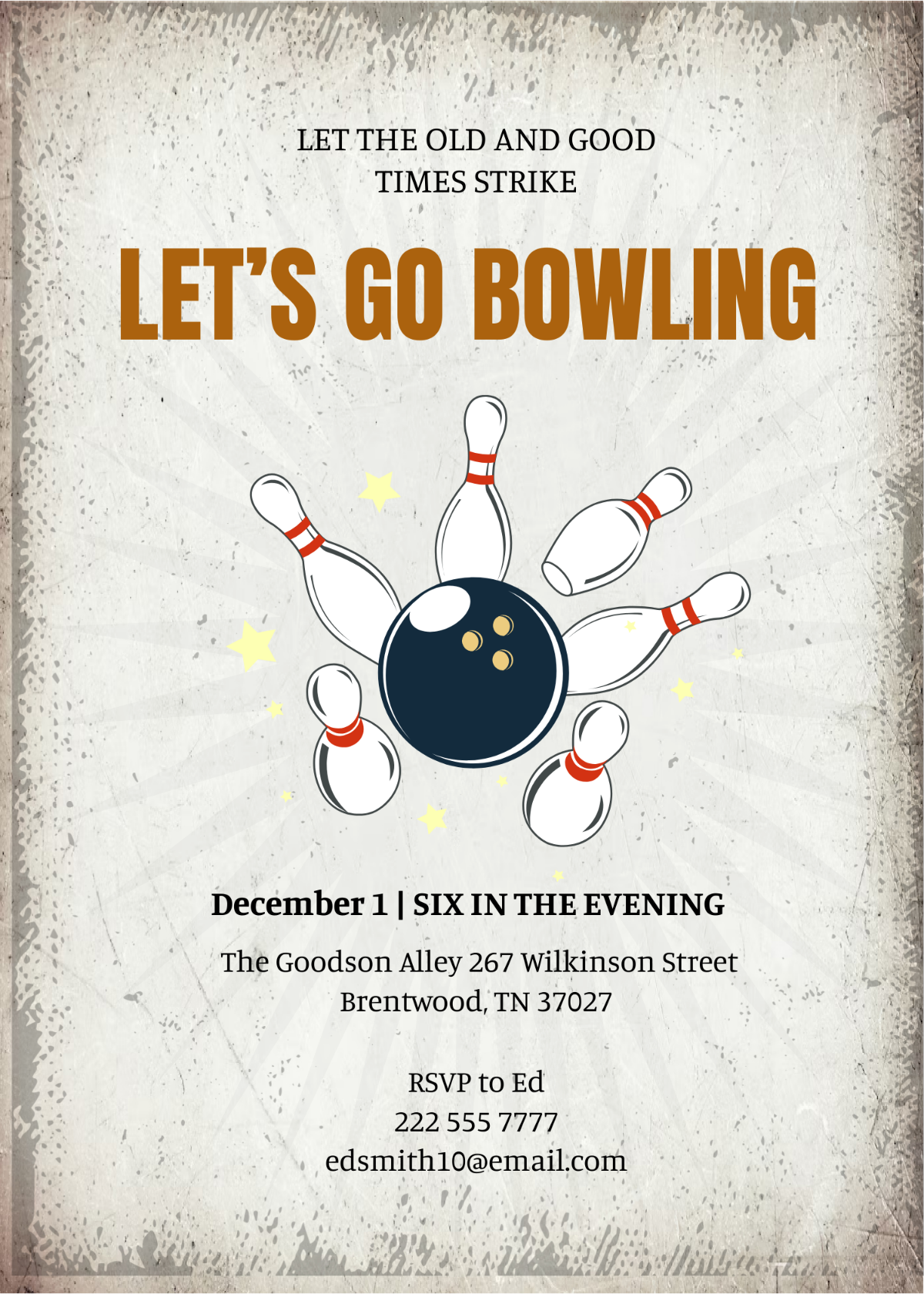 Vintage Bowling Invitation