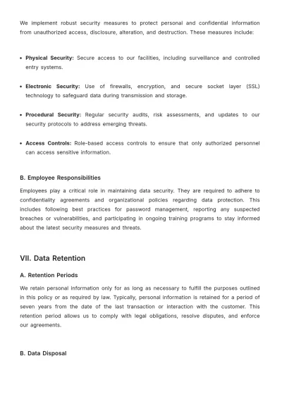 Free Car Rental Confidentiality Policy Template to Edit Online