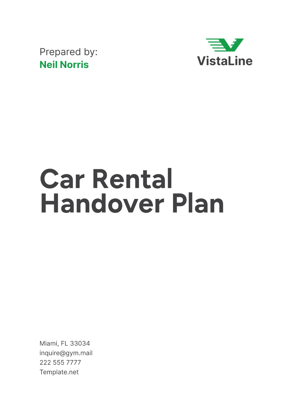 Car Rental Handover Plan Template - Edit Online & Download