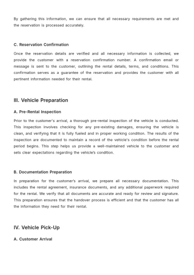 Free Car Rental Process Procedure Template to Edit Online