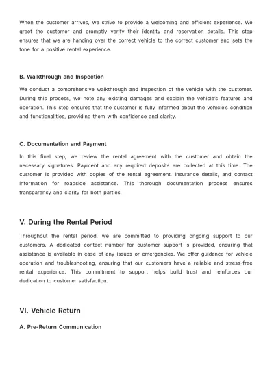 Free Car Rental Process Procedure Template to Edit Online