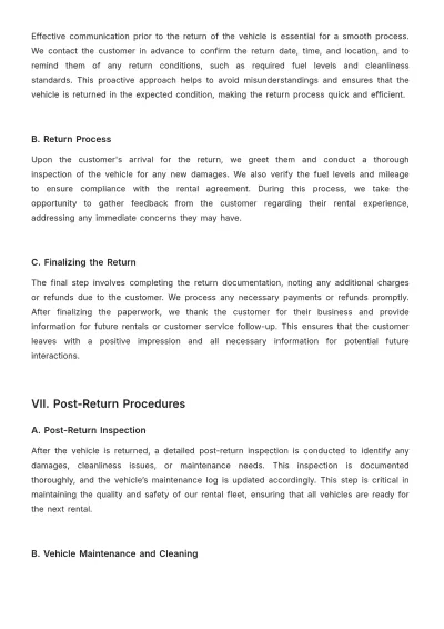 Free Car Rental Process Procedure Template to Edit Online