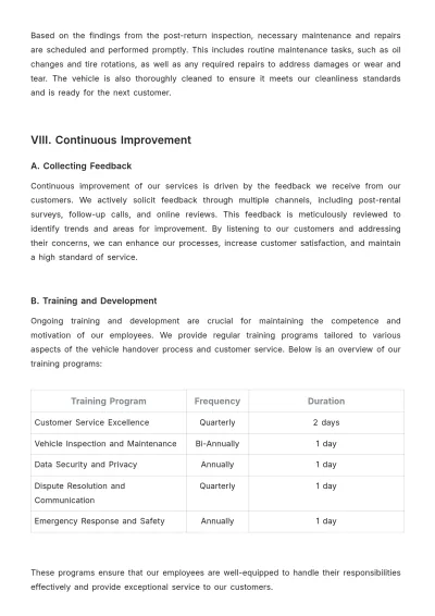 Free Car Rental Process Procedure Template to Edit Online