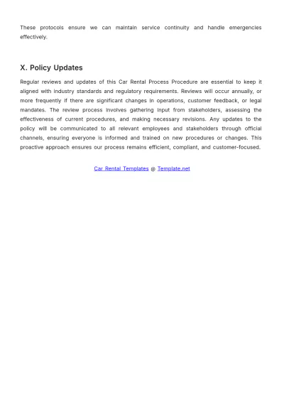 Free Car Rental Process Procedure Template to Edit Online