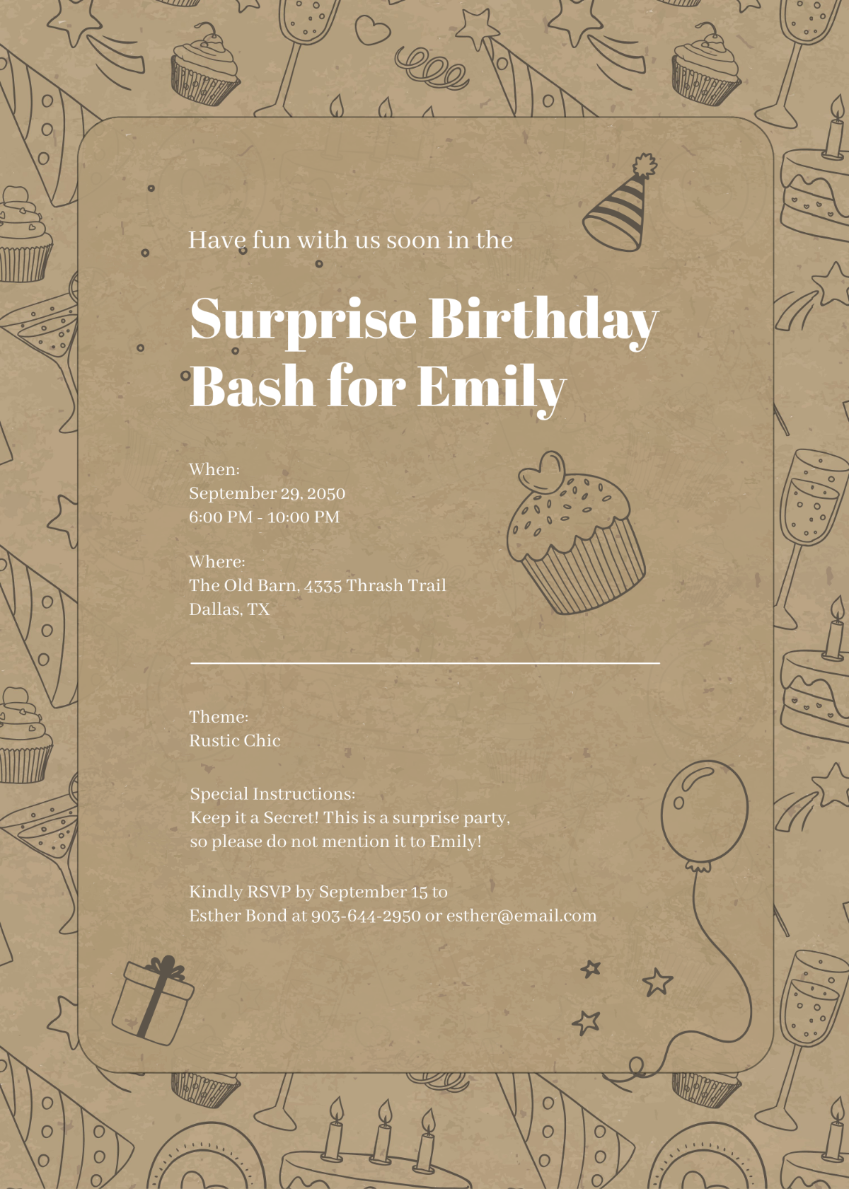 Kraft Paper Surprise Party Invitation