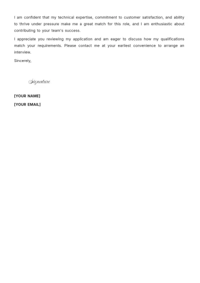 Free IT Field Engineer Cover Letter to Edit Online