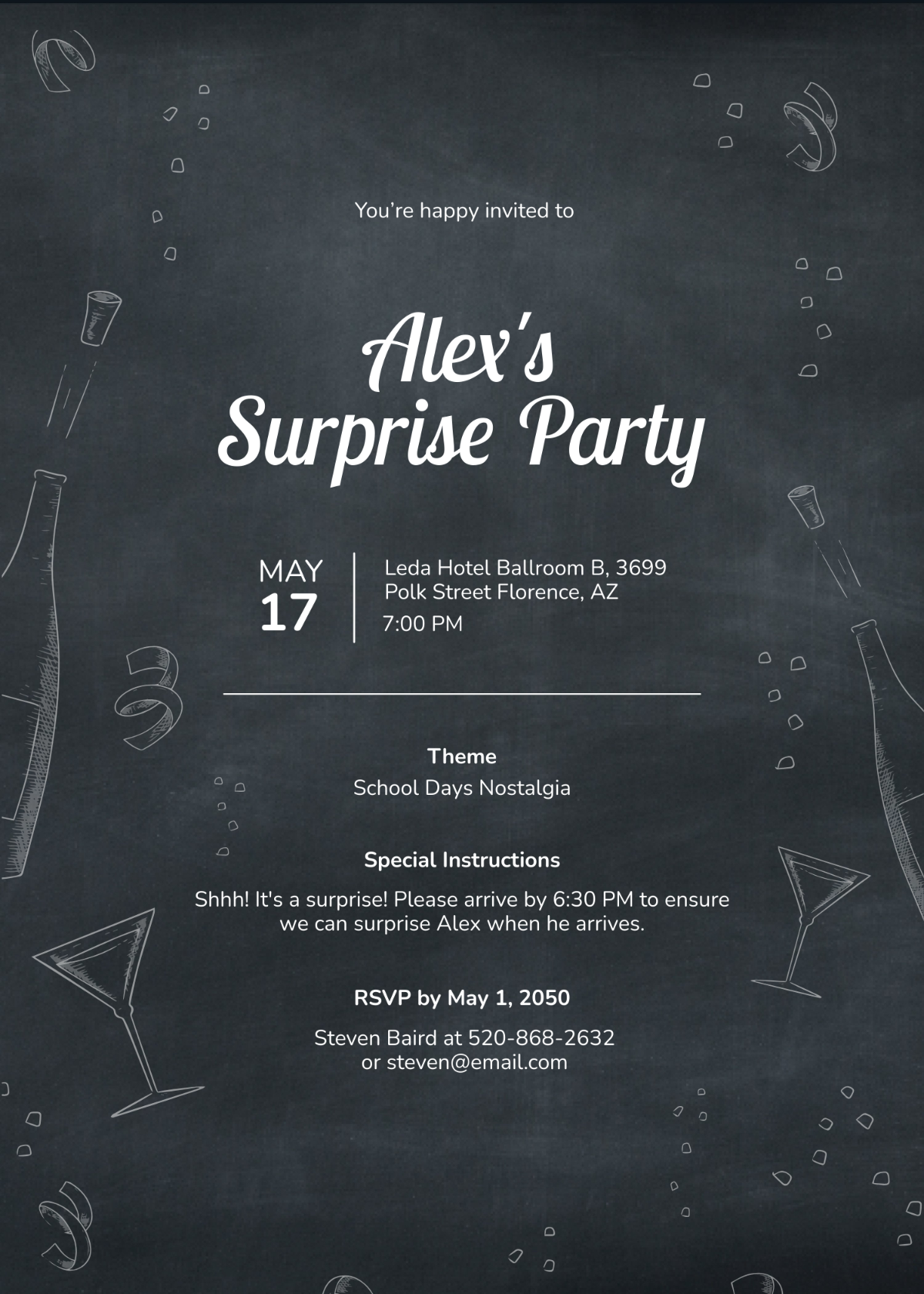 Chalkboard Surprise Party Invitation