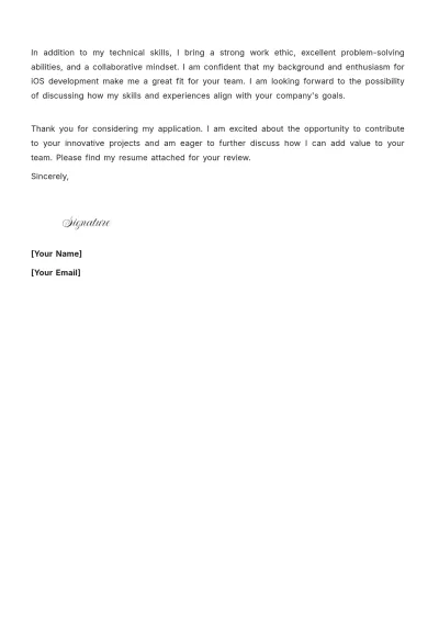 Free IOS Software Engineer Cover Letter to Edit Online