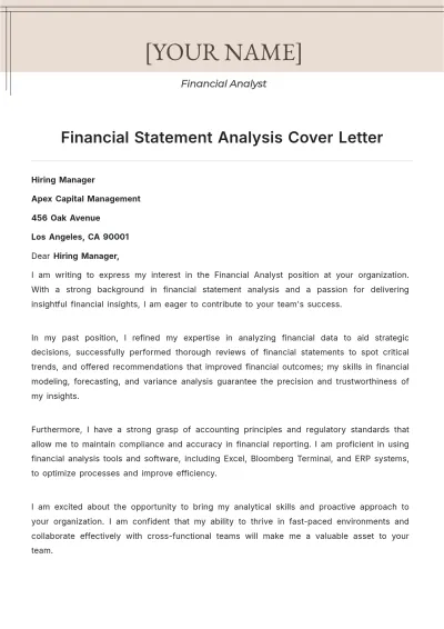 Free Financial Statement Analysis Cover Letter to Edit Online