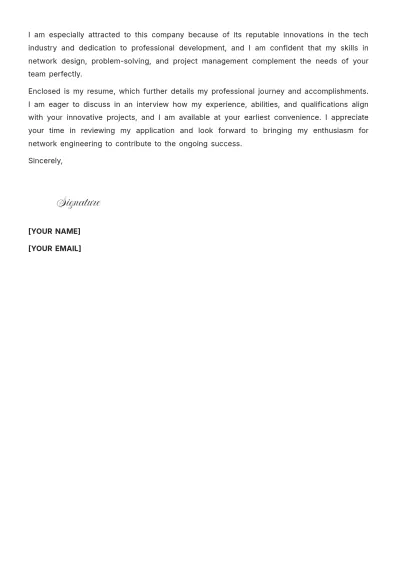 Free IT Network Engineer Cover Letter to Edit Online