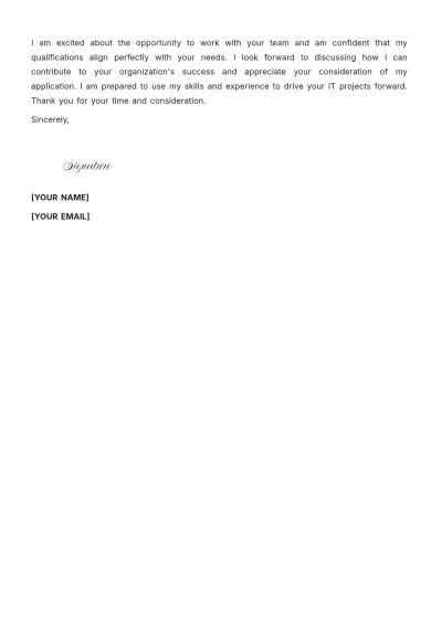Free IT Infrastructure Engineer Cover Letter to Edit Online