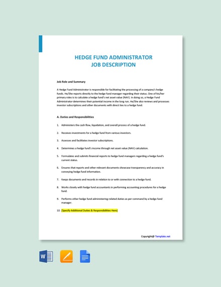 Hedge Fund Administrator Job Description Template [Free ...