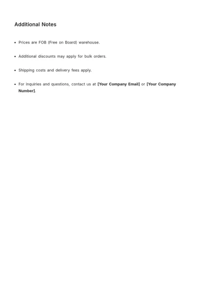 Free Wholesale Price List Template to Edit Online