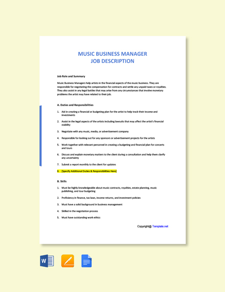 What is the job description of a music manager
