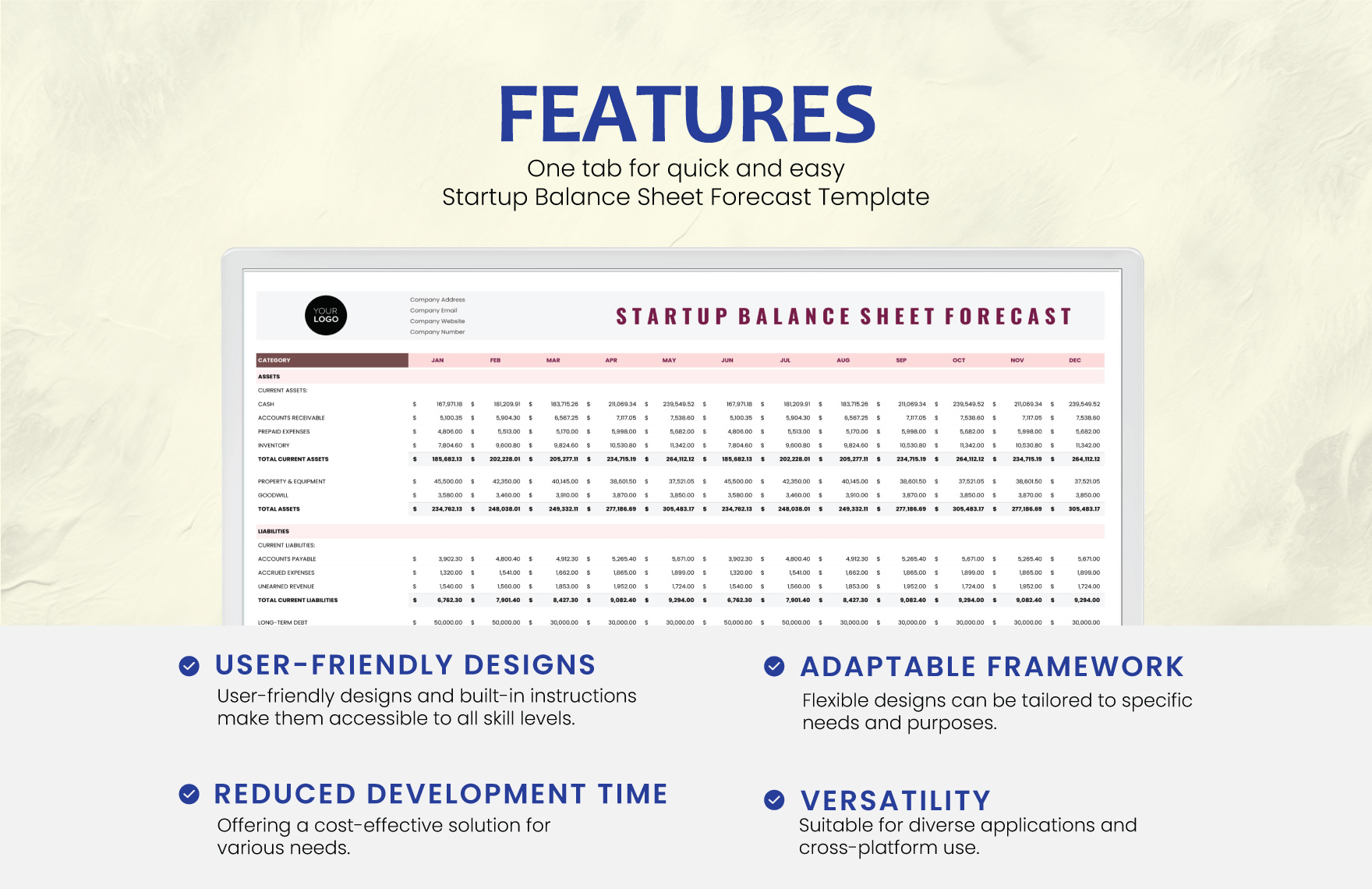 Startup Balance Sheet Forecast Template