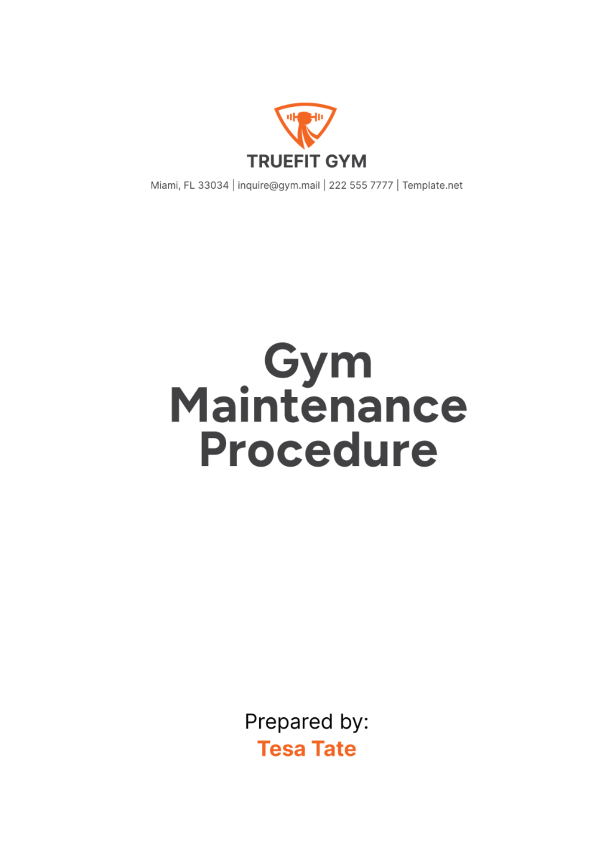 Gym Maintenance Procedure Template - Edit Online & Download