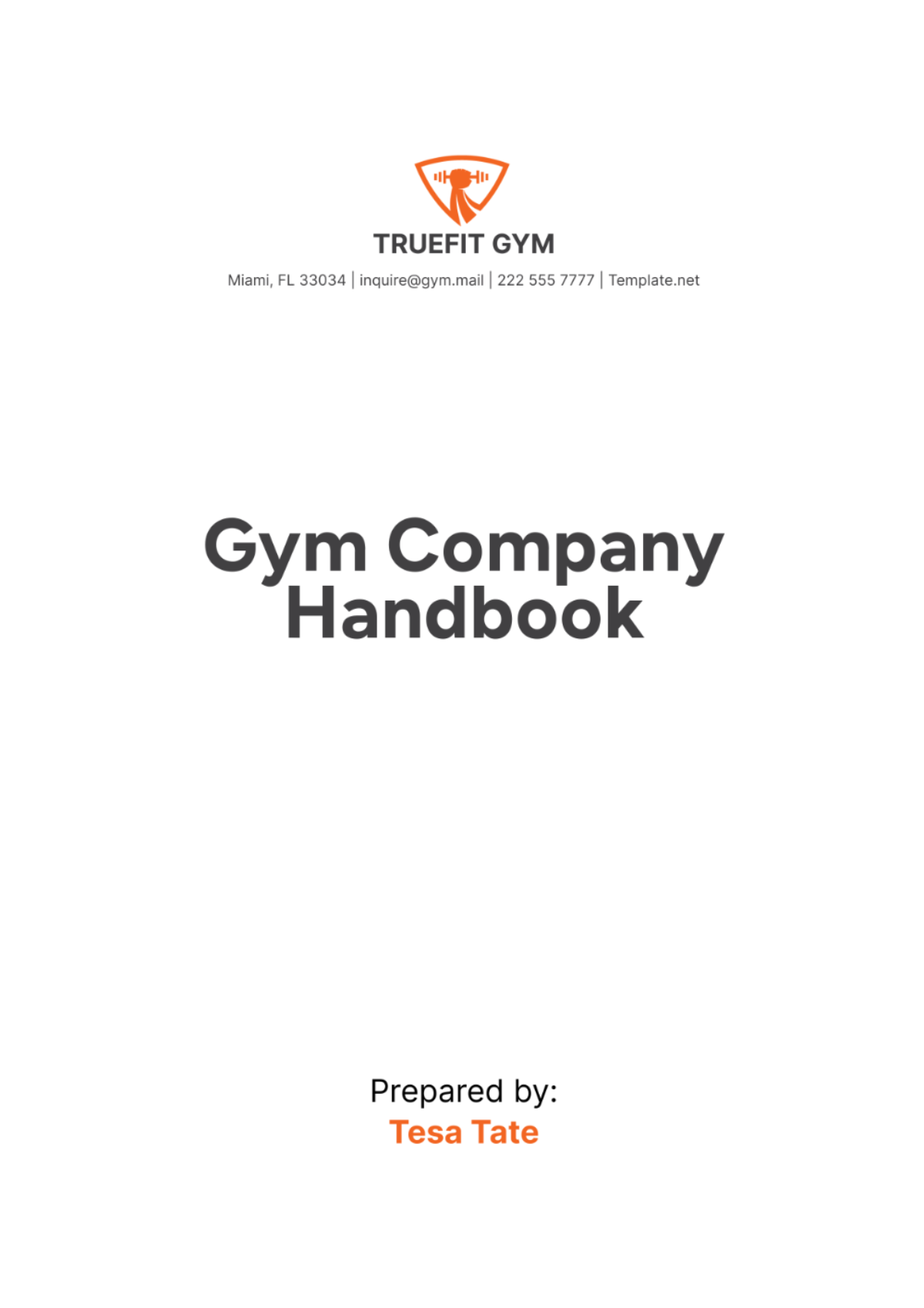 Gym Company Handbook Template