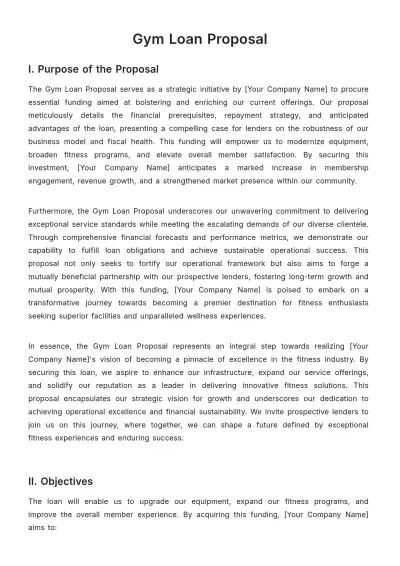 Free Gym Loan Proposal Template to Edit Online