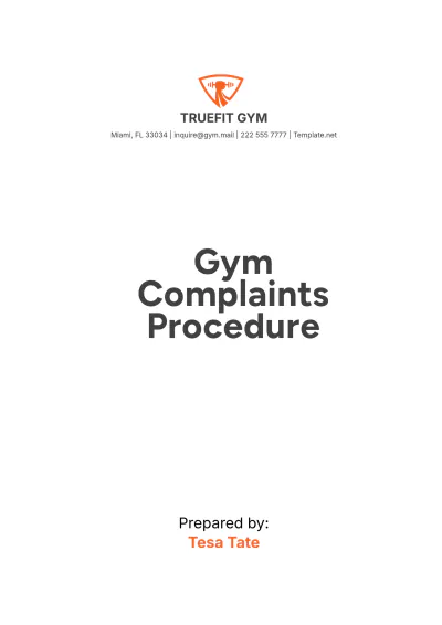 Free Gym Complaints Procedure Template to Edit Online
