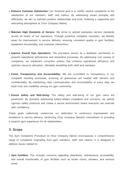 Free Gym Complaints Procedure Template to Edit Online