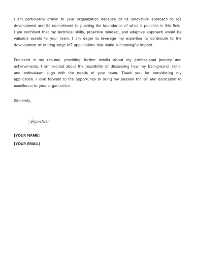 Free IOT Software Engineer Cover Letter to Edit Online