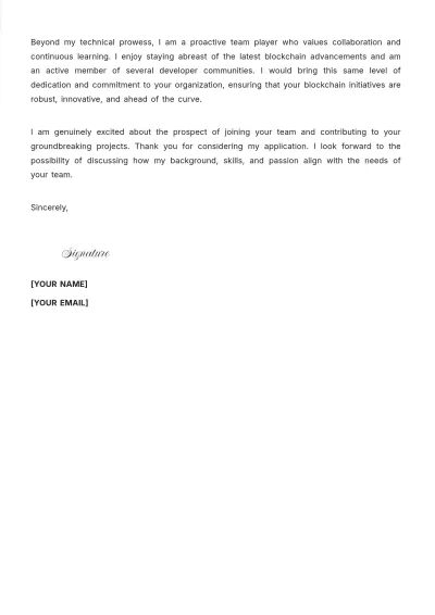 Free Blockchain Software Engineer Cover Letter to Edit Online