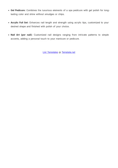 Free Nail Salon Price List Template to Edit Online