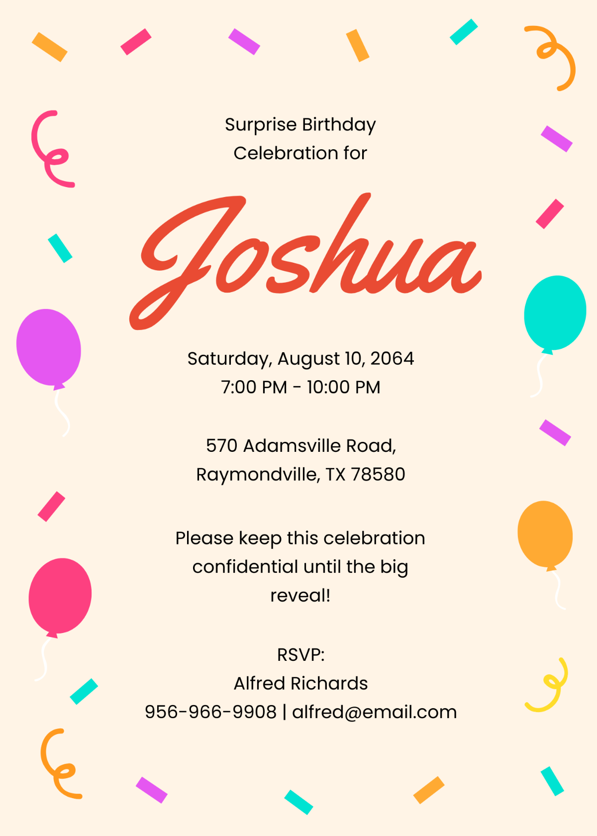 Surprise Party Invitation For Him