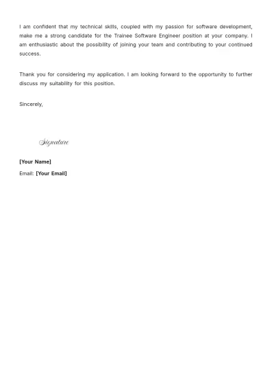 Free Trainee Software Engineer Cover Letter to Edit Online