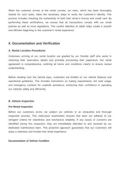 Free Car Rental Job Procedure Template to Edit Online