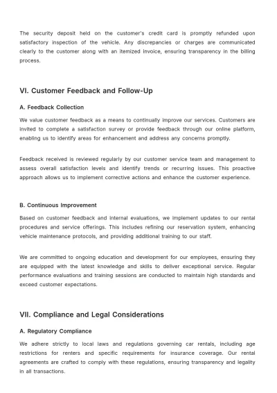 Free Car Rental Job Procedure Template to Edit Online